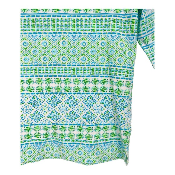 Talbots Blue Geometric Sea Shells Beach Top Womens Size PP Stretch‎ Boat Neck - Picture 4 of 9